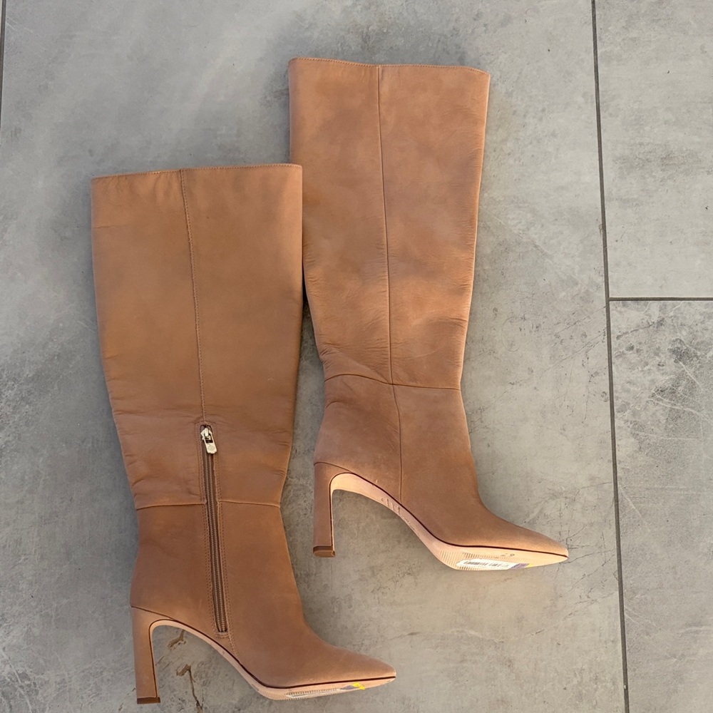 ANTONIO MELANI Tan Leather Knee-High Heeled Boots